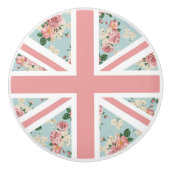 Engelse Rozen Union Jack Flag Keramische Knop (Voorkant)