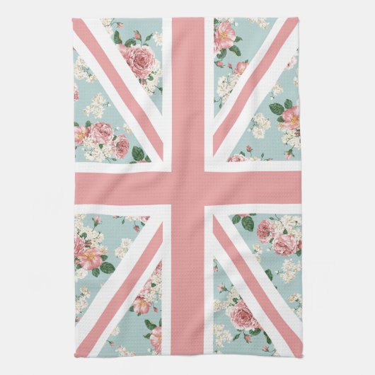 Engelse Rozen Union Jack Flag Theedoek (Verticaal)