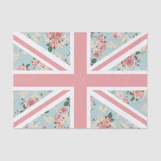 Engelse Rozen Union Jack Flag Tissuepapier (Voorkant)
