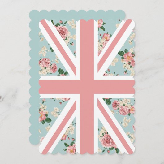 Engelse Rozen Union Jack Floral Pattern Kaart (Voorkant / Achterkant)