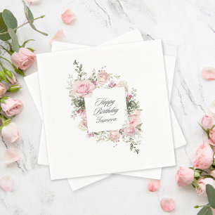 Engelse rozentuin bloemen verjaardag servet