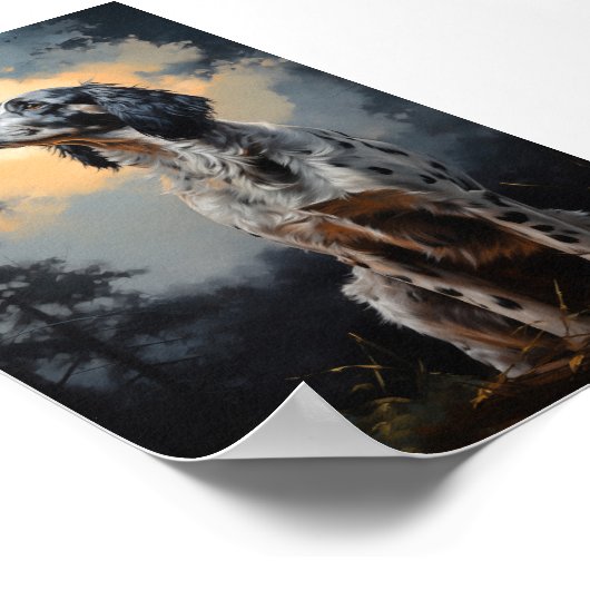 Engelse Setter bij nacht Poster (Hoek)