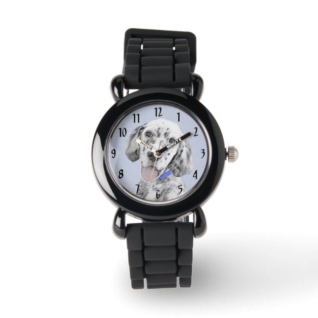 Engelse Setter Blue Belton schilder Dog Art Horloge (Voorkant)