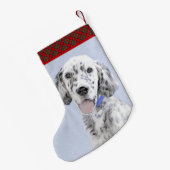 Engelse Setter Blue Belton schilder Dog Art Kleine Kerstsok (Achterkant (Hangend))
