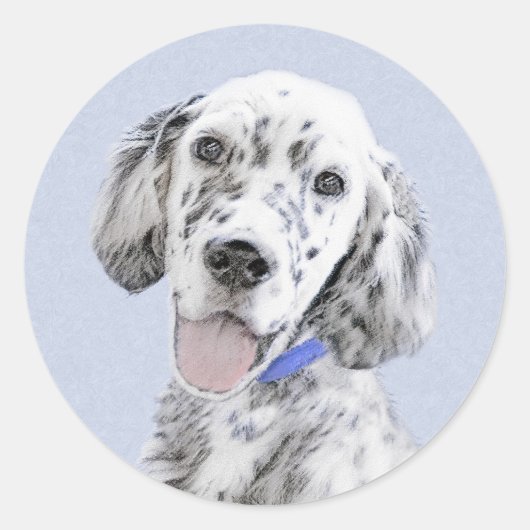 Engelse Setter Blue Belton schilder Dog Art Ronde Sticker (Voorkant)