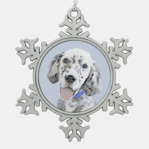 Engelse Setter Blue Belton schilder Dog Art Tin Sneeuwvlok Ornament