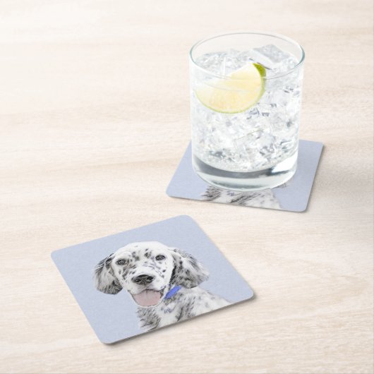 Engelse Setter Blue Belton schilder Dog Art Vierkante Kartonnen Onderzetter (Insitu)
