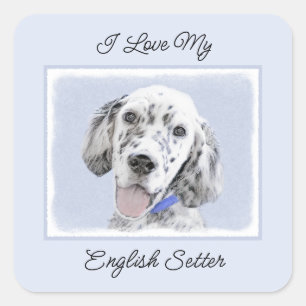 Engelse Setter Blue Belton schilder Dog Art Vierkante Sticker