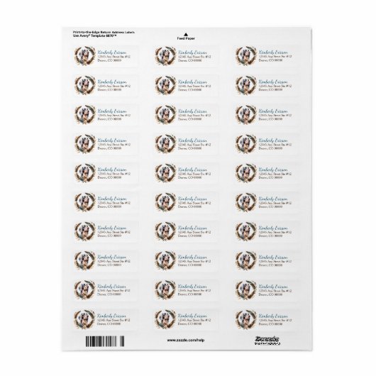 Engelse Setter Boho Feather Wreath Retouradres Etiket (Full Sheet)