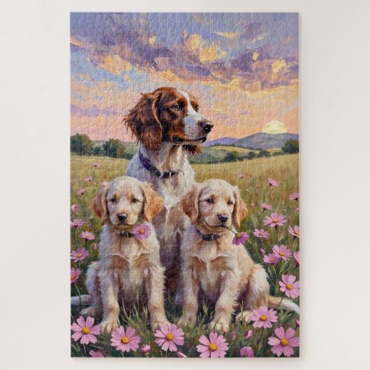 Engelse Setter Cosmos Weide Kunst Legpuzzel (Verticaal)
