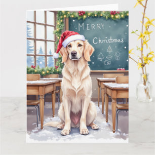 Engelse Setter Cozy Klaslokaal Leraar Kerstman Kaart