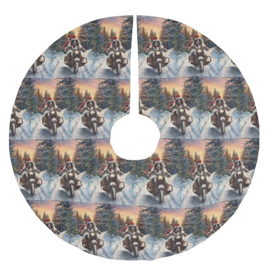 Engelse Setter Dog Riding Motorcycle Kerstmis Kerstboom Rok (Voorkant)