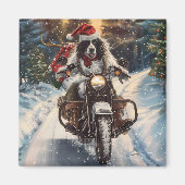 Engelse Setter Dog Riding Motorcycle Kerstmis Magneet (Voorkant)