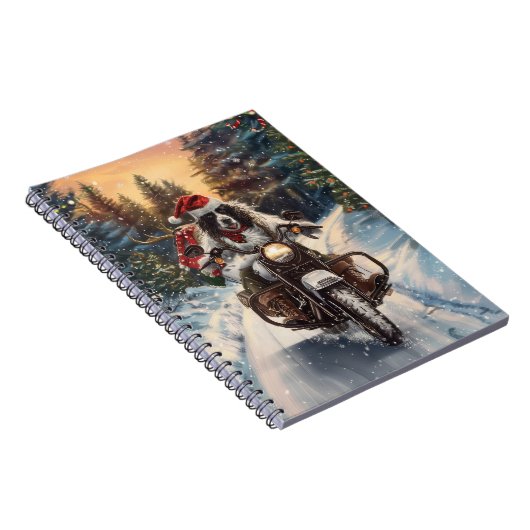 Engelse Setter Dog Riding Motorcycle Kerstmis Notitieboek (Rechterzijde)