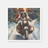 Engelse Setter Dog Riding Motorcycle Kerstmis Servet (Voorkant)