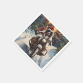 Engelse Setter Dog Riding Motorcycle Kerstmis Servet (Hoek)