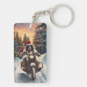 Engelse Setter Dog Riding Motorcycle Kerstmis Sleutelhanger (achterkant)