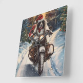 Engelse Setter Dog Riding Motorcycle Kerstmis Vierkante Klok (Hoek)