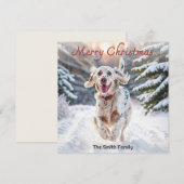 Engelse Setter Dog Snow Waterverf Vrolijk Kerstfee Feestdagenkaart (Voorkant / Achterkant)