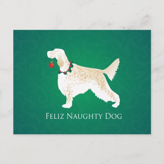 Engelse Setter Feliz Naughty Dog Kerstmis Feestdagenkaart (Voorkant)