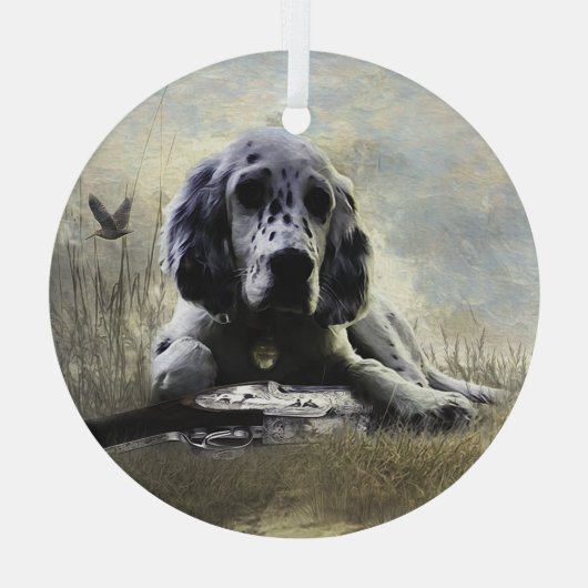 Engelse Setter Glas Ornament (Achterkant)