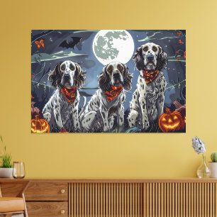 Engelse Setter Halloween Griezelen Canvas Afdruk