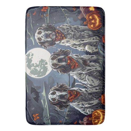 Engelse Setter Halloween Spooky Badmat (Voorkant Verticaal)