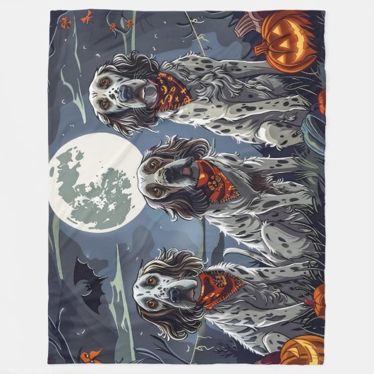 Engelse Setter Halloween Spooky Fleece Deken (Voorkant)