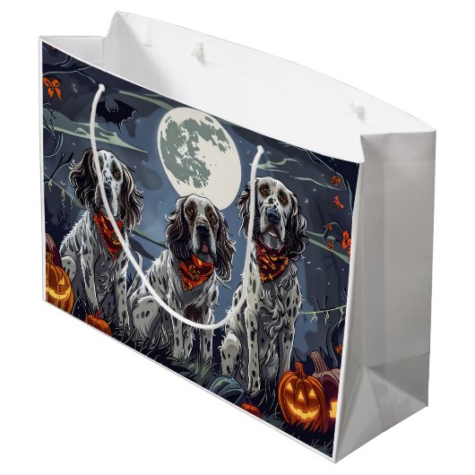 Engelse Setter Halloween Spooky Groot Cadeauzakje (Achterkant Gekanteld)