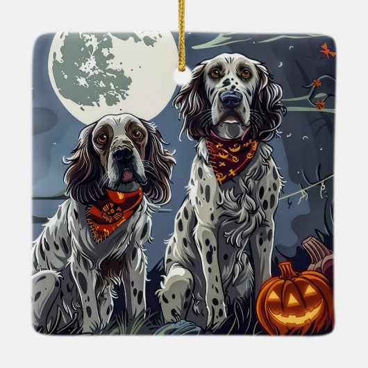 Engelse Setter Halloween Spooky Keramisch Ornament (Achterkant)