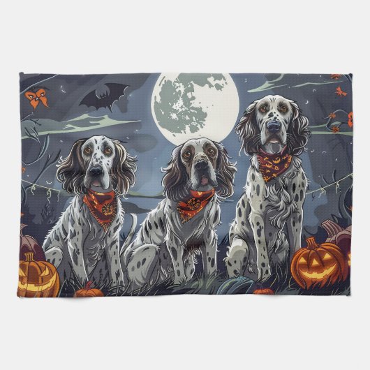 Engelse Setter Halloween Spooky Theedoek (Horizontaal)