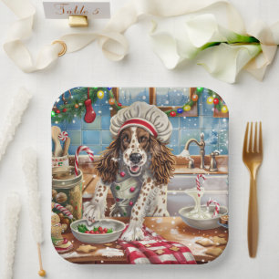 Engelse Setter Holiday Baking: Feestelijke Kerst Papieren Bordje