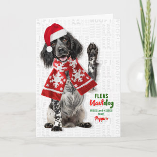 Engelse Setter Hond Grappige Vlooien Navidog met N Feestdagen Kaart