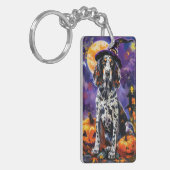 Engelse Setter hond Halloween heks en pompoen Sleutelhanger (Voorkant Links)