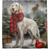 Engelse Setter Hond in Sneeuw Kerstmis Douchegordijn (Voorkant)