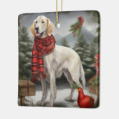 Engelse Setter Hond in Sneeuw Kerstmis Keramisch Ornament (Links)