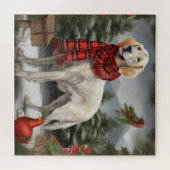 Engelse Setter Hond in Sneeuw Kerstmis Legpuzzel (Horizontaal)