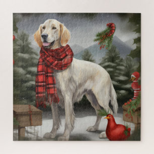 Engelse Setter Hond in Sneeuw Kerstmis Legpuzzel