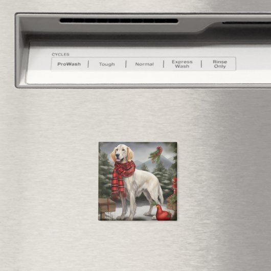 Engelse Setter Hond in Sneeuw Kerstmis Magneet (Insitu (Vaatwasser))
