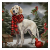 Engelse Setter Hond in Sneeuw Kerstmis Perfect Poster (Voorkant)