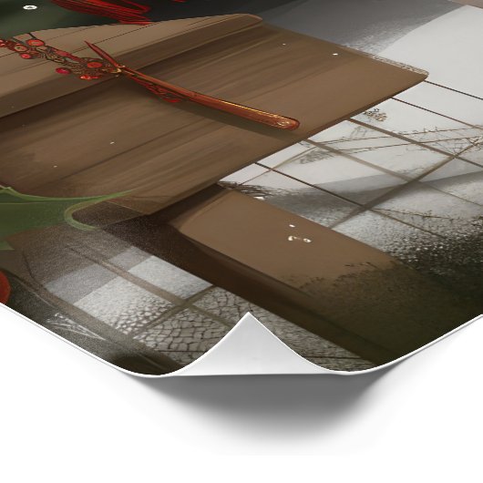 Engelse Setter Hond in Sneeuw Kerstmis Perfect Poster (Hoek)