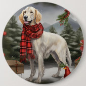 Engelse Setter Hond in Sneeuw Kerstmis Ronde Button 6,0 Cm (Voorkant)