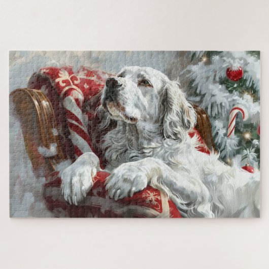 Engelse Setter Hond Kerst Feestelijk Legpuzzel (Horizontaal)