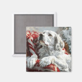 Engelse Setter Hond Kerst Feestelijk Magneet (Voorkant / Achterkant)
