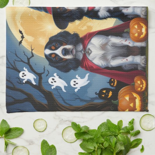 Engelse Setter Honden Pompoen Halloween Grappig Theedoek (Gevouwen)