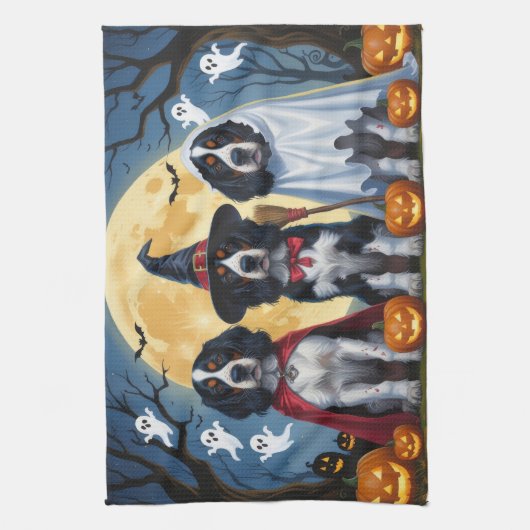 Engelse Setter Honden Pompoen Halloween Grappig Theedoek (Verticaal)