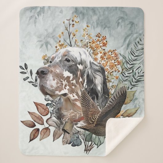 Engelse setter, houtsnip jacht, kunst sherpa deken (Voorkant)