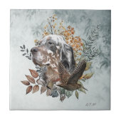Engelse setter, houtsnip jacht, kunst tegeltje (Voorkant)