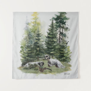 Engelse setter, houtsnip jacht, kunst wandkleed