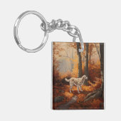 Engelse Setter in Autumn Leaves Herfst Inspire Sleutelhanger (Voorkant Links)
